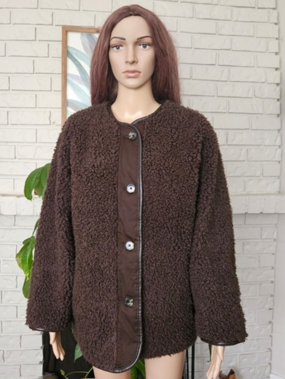 Aritzia Wilfred Chocolate Brown Teddy Jacket Coat